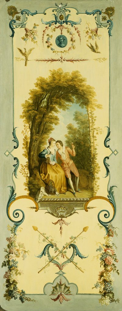 Três painéis decorativos com alegorias de inverno, verão e outono de Nicolas Lancret