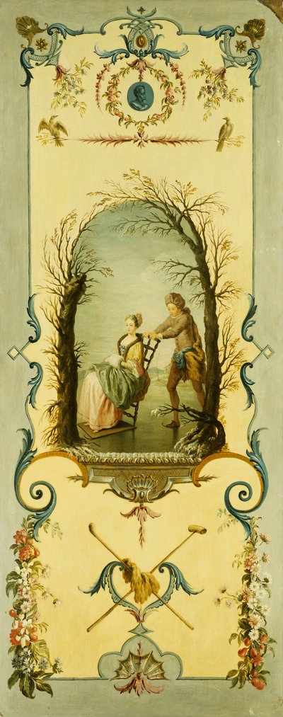 Três painéis decorativos com alegorias de inverno, verão e outono de Nicolas Lancret