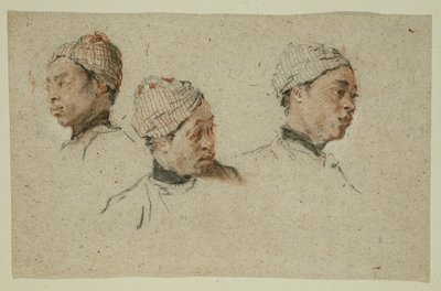 Três estudos da cabeça de um negro de turbante de Nicolas Lancret