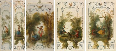 Painéis de parede: O jardineiro, horticultura, a vinha, a gangorra, o balanço de Nicolas Lancret