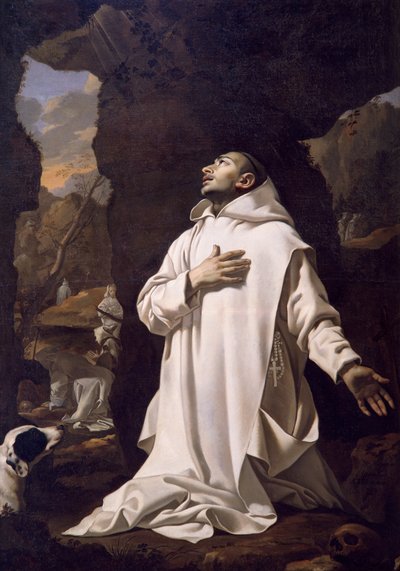 São Bruno rezando no deserto, por Nicolas Mignard (1606-1668), óleo sobre tela, 220x1445 cm de Nicolas Mignard