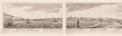 Gezicht em Barcelona Perfil da vila e cidade de Barcelona (...) (título no objeto) de Nicolas Perelle