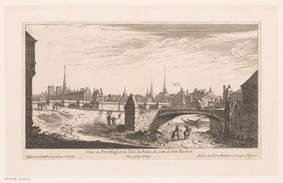 Gezicht op de Pont Neuf Vista da Pont Neuf e da Isle du Palais (...) (título no objeto) de Nicolas Perelle