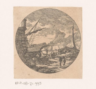 Cais com navios e mercadorias de Nicolas Perelle