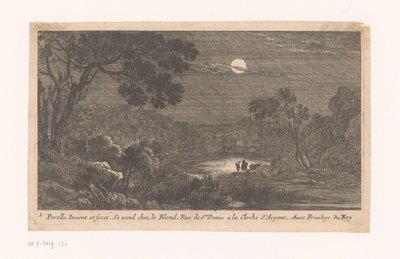 Paisagem à noite com viajantes de Nicolas Perelle