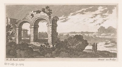 Paisagem com ruína com dois arcos de Nicolas Perelle