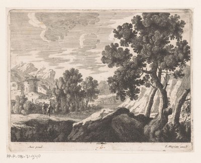 Paisagem com dois caminhantes de Nicolas Perelle