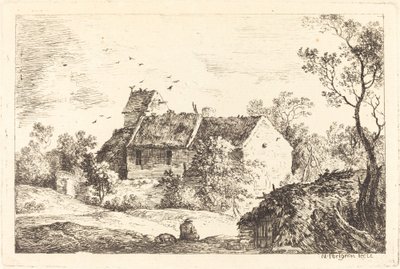 Casa com um pombal em uma paisagem ondulante de Nicolas Perignon