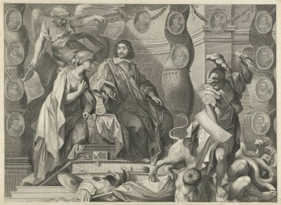 Impressão promocional de Aegidius Le Maistre (1663), parte superior de Nicolas Pitau (I)