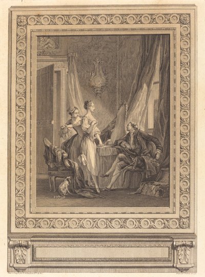 O banheiro de Nicolas Ponce after Pierre Antoine Baudouin with border by Charles Nicolas Cochin II