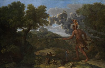 Órion cego procurando o sol nascente, 1658. de Nicolas Poussin