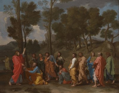 O sacramento da consagração (Cristo entrega as chaves a Pedro). Por volta de 1637-40 de Nicolas Poussin
