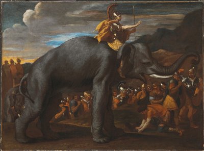 Aníbal cruzando os Alpes em um elefante de Nicolas Poussin