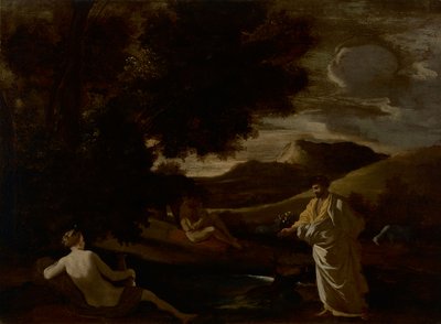 O rei Midas transforma um ramo de carvalho em ouro de Nicolas Poussin