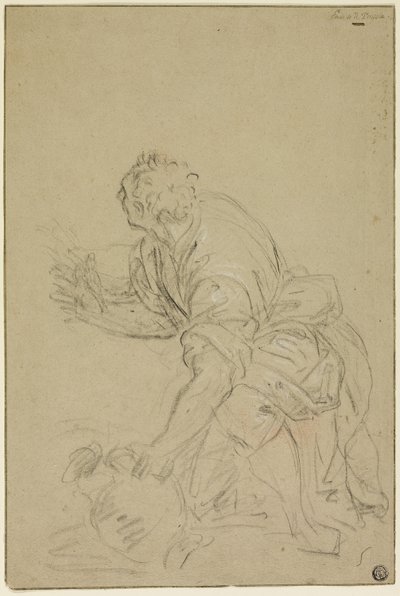 Homem ajoelhado com um jarro (frente); homem de pé (verso) de Nicolas Poussin