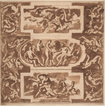 Modello for a Ceiling: Diana e o Dead Endymion, o Julgamento de Paris e a Morte de Adonis de Nicolas Poussin
