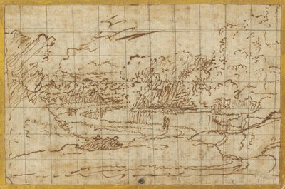Estrada ao longo de um rio sinuoso de Nicolas Poussin