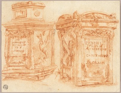 Esboços de bases inscritas de colunas romanas de Nicolas Poussin
