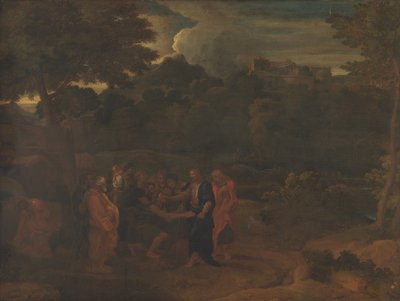 A cura dos dois cegos em Jericó de Nicolas Poussin