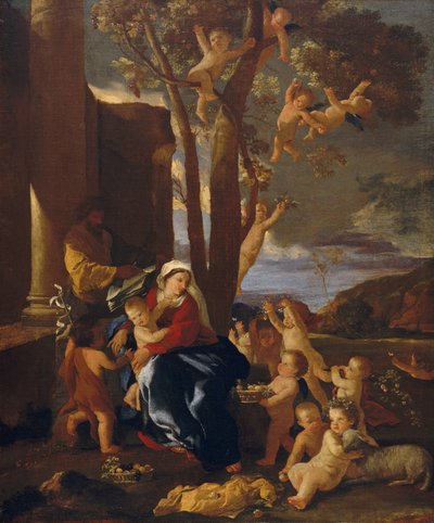 A Sagrada Família com São João Batista, ca. 1627 de Nicolas Poussin