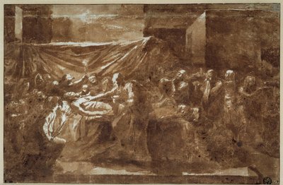 A extrema unção. Desenho de Nicolas Poussin de Nicolas Poussin