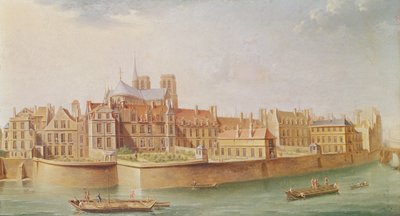 Casas no claustro de Notre-Dame, Paris de Nicolas Raguenet