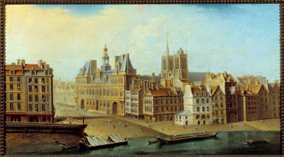 Vista do Hotel de Ville e Place de Greve em Paris em 1750 Pintura de Nicolas Jean Baptiste Raguenet (1715-1793) 1750 Sol. 0,46x0,83 m Paris, Musee Carnavalet de Nicolas Raguenet