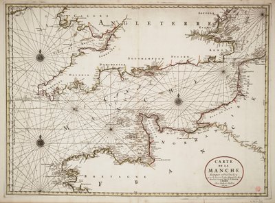 Carta do Canal da Mancha e das costas atlânticas do sul da Grã-Bretanha e do norte de França de Nicolas Sanson D