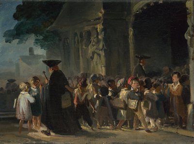 Crianças na porta da igreja, entre 1817 e 1845 de Nicolas Toussaint Charlet