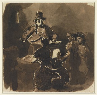 Crianças à volta do fogo de um vendedor de castanhas (?) de Nicolas Toussaint Charlet