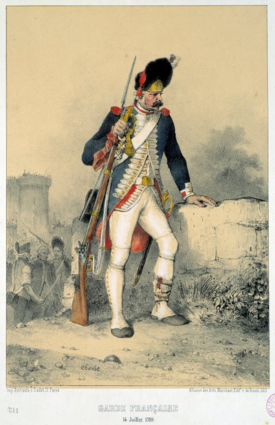 Membro da guarda francesa (14 de Julho de 1789). Gravura de Nicolas Toussaint Charlet (1792-1845) de Nicolas Toussaint Charlet