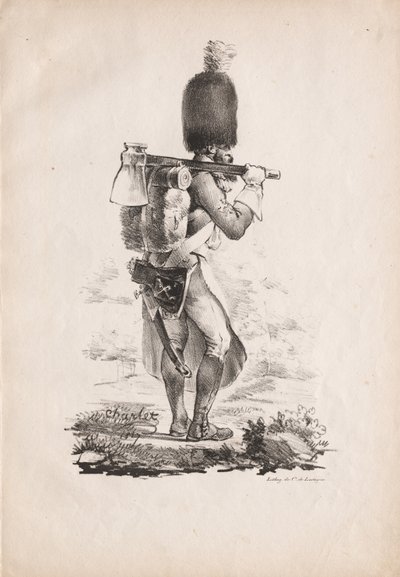 Trajes militares: sapador de infantaria, 1817-1818. de Nicolas Toussaint Charlet
