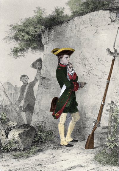 Napoleão I Bonaparte (1769 - 1821), na escola militar de Brienne, em 1783. Gravura de Charlet do século XIX. de Nicolas Toussaint Charlet