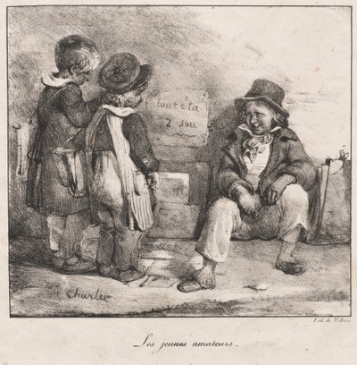 Caderno de desenho para o uso de crianças pequenas: Os jovens amadores, 1822. de Nicolas Toussaint Charlet