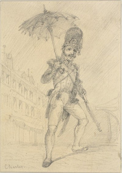 Soldado segurando um guarda-sol de Nicolas Toussaint Charlet