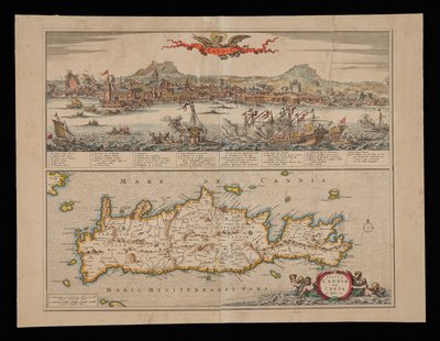Vista de Candia e Mapa de Creta de Nicolas Visscher