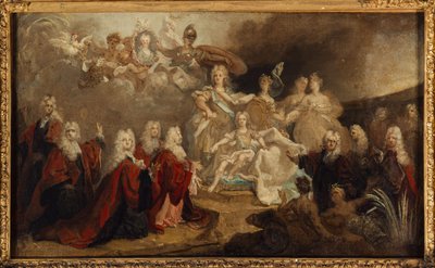Alegoria do noivado de Luís XV com a Infanta Marie-Anne-Victoire de Espanha (1722), em 1722 (óleo sobre tela) de Nicolas de (workshop) Largilliere