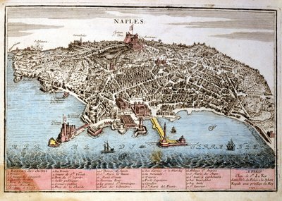 Mapa da cidade de Nápoles. Mapa de Le Fer de Nicolas de Fer
