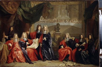 Provosts and Municipal Magistrates of Paris Discussing the Celebration of Louis XIV 14 dit le Roi Soleil (1638-1715) at the Hotel de Ville after his re-establishment in 1687 de Nicolas de Largillière