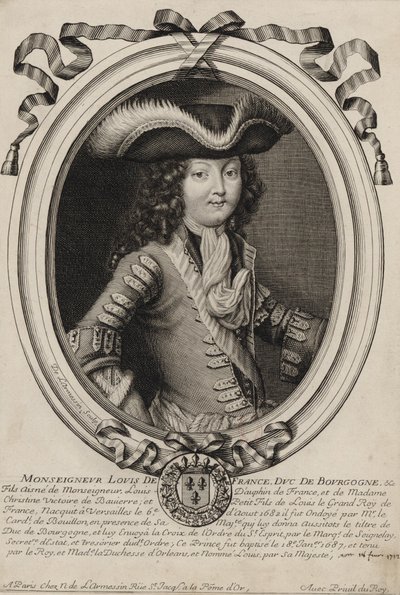Retrato gravado de Luís, duque de Borgonha (1682-1712) de Nicolas de Larmessin