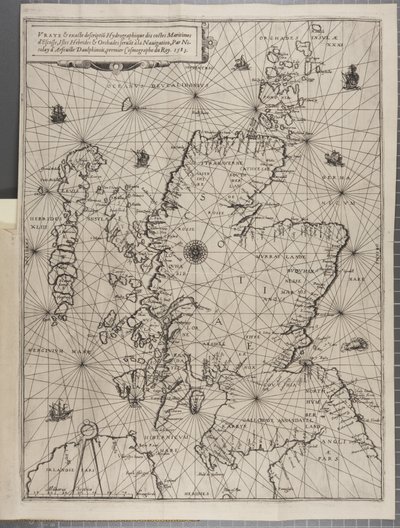 Mapa, da navegação do rei James V, Round Escócia, as ilhas Orkney e os Hebrids ou Western Isles: sob a conduta de que excelente piloto Alexander Lindsay de Nicolas de Nicolay