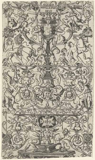 Fragmento de painel de ornamento com Marte Painéis de ornamento (título da série) de Nicoletto da Modena