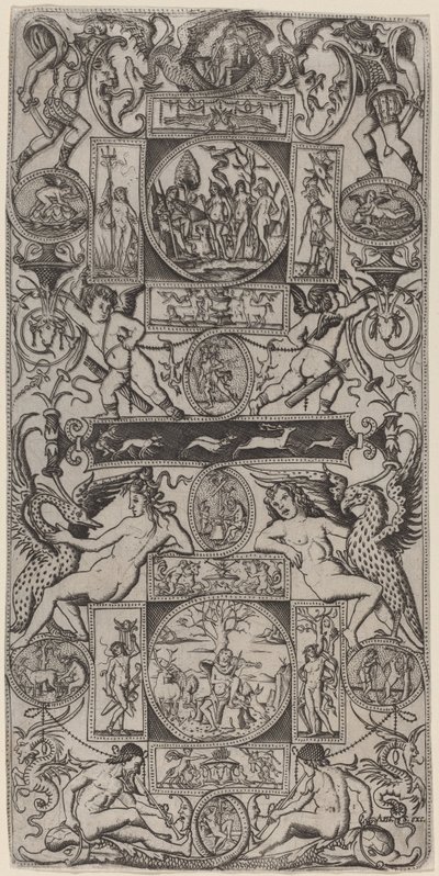 Painel Ornamental com Orfeu e o Julgamento de Paris de Nicoletto da Modena