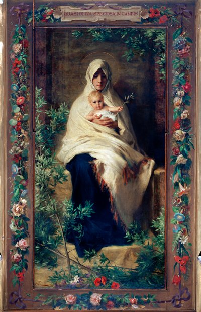 Pintura de Nossa Senhora da Oliveira de Niccolo Barabino (1832-1891) Genes do século XIX, Chiesa di Santa Maria della Cella de Nicolo Barabino