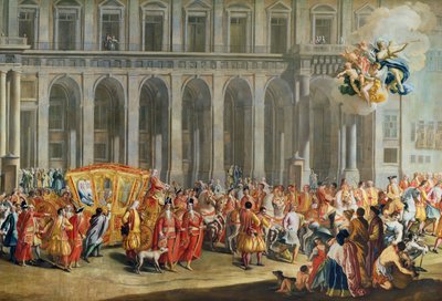 A partida de Alois Thomas von Harrach, vice-rei de Nápoles (1669-1742) do Palazzo Reale di Capodimonte (para detalhes ver 68613) de Nicolo Maria Russo or Rossi