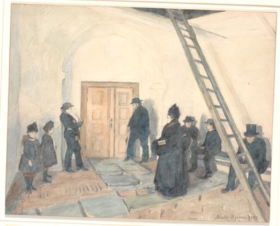 Da varanda de uma igreja da aldeia de Niels Jakob Jakobsen Bjerre