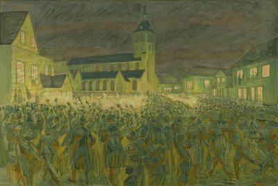 O trem da tocha 1867 para H.C. Andersen em Odense de Niels Larsen Stevns