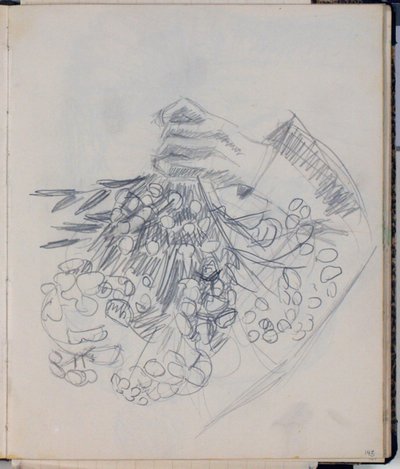 O braço direito de H. C. Andersen. Esboço para "Prado por Nysø" (Odense) de Niels Larsen Stevns