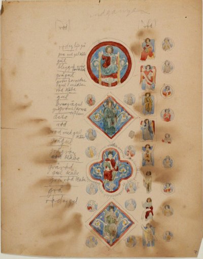 Cópias de mosaicos cristãos primitivos, bem como notas sobre as cores de Niels Larsen Stevns