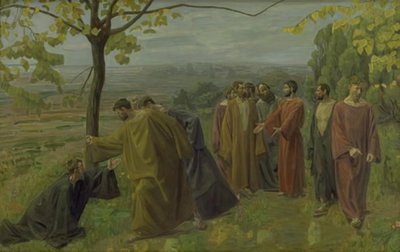 O cego à beira do caminho implora a Jesus que mostre misericórdia de Niels Larsen Stevns